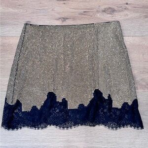 Self portrait BROWN CRYSTAL CHAINMAIL MINI SKIRT